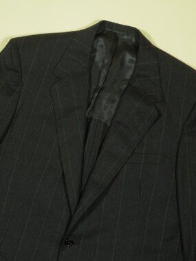 Oxxford Clothes Flannel Striped Suit Blazer Pants Mens 43T Gray Wool 2B 1V